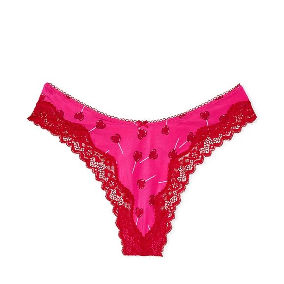 Victoria's Secret Tease Fun & Flirty High-Leg Scoop Thong Panty Pink Small NEW - Picture 3 of 7